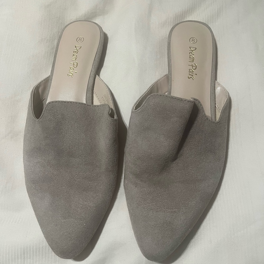 Dream Pairs Gray Suede Mules